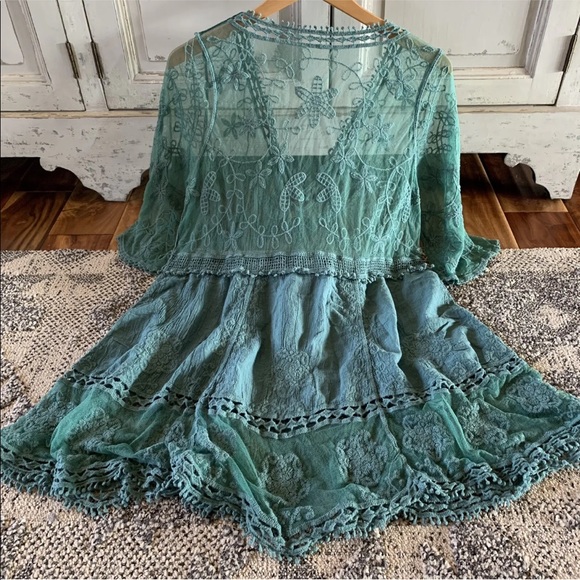 NEW! Boho Lace Crochet Folk Tunic Blouse Top Cover-Up - Picture 9 of 9